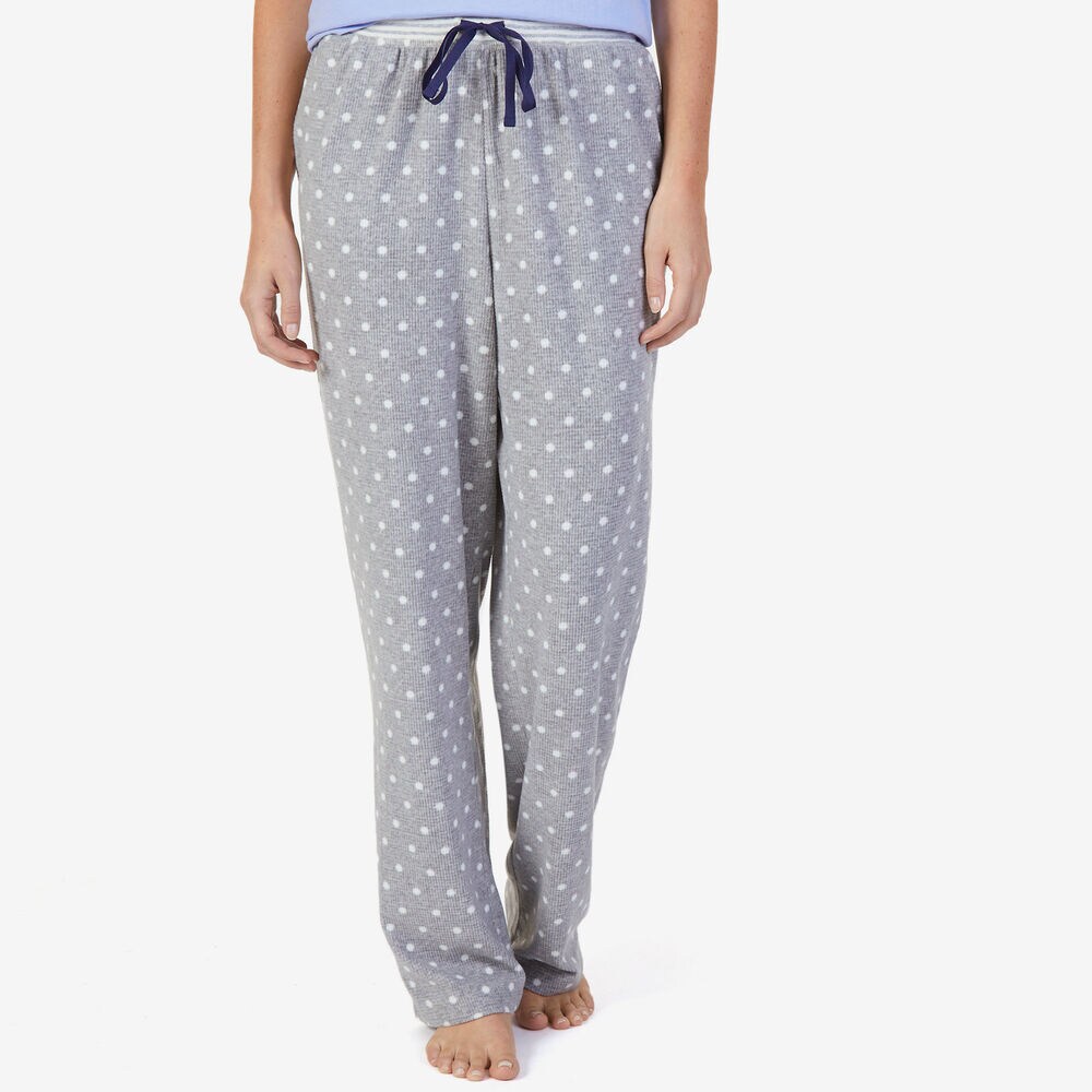 Polka Dot Waffle Knit Pajama Pants,Ice Mist,large