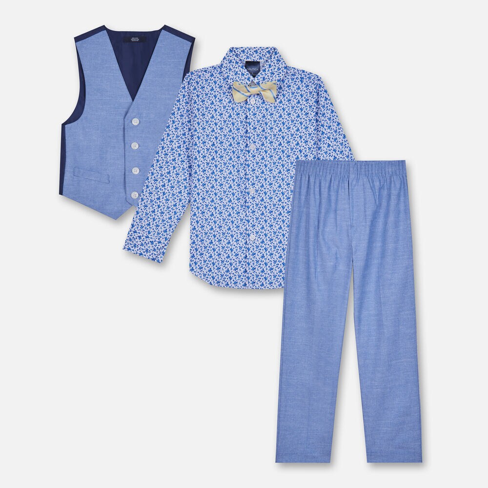 TODDLER BOYS' FLORAL VEST SET (2T - 4T),South Beach Aqua,large