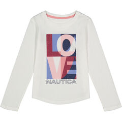 LITTLE GIRLS' LOVE GRAPHIC LONG-SLEEVE T-SHIRT (4-7),Antique White Wash,large