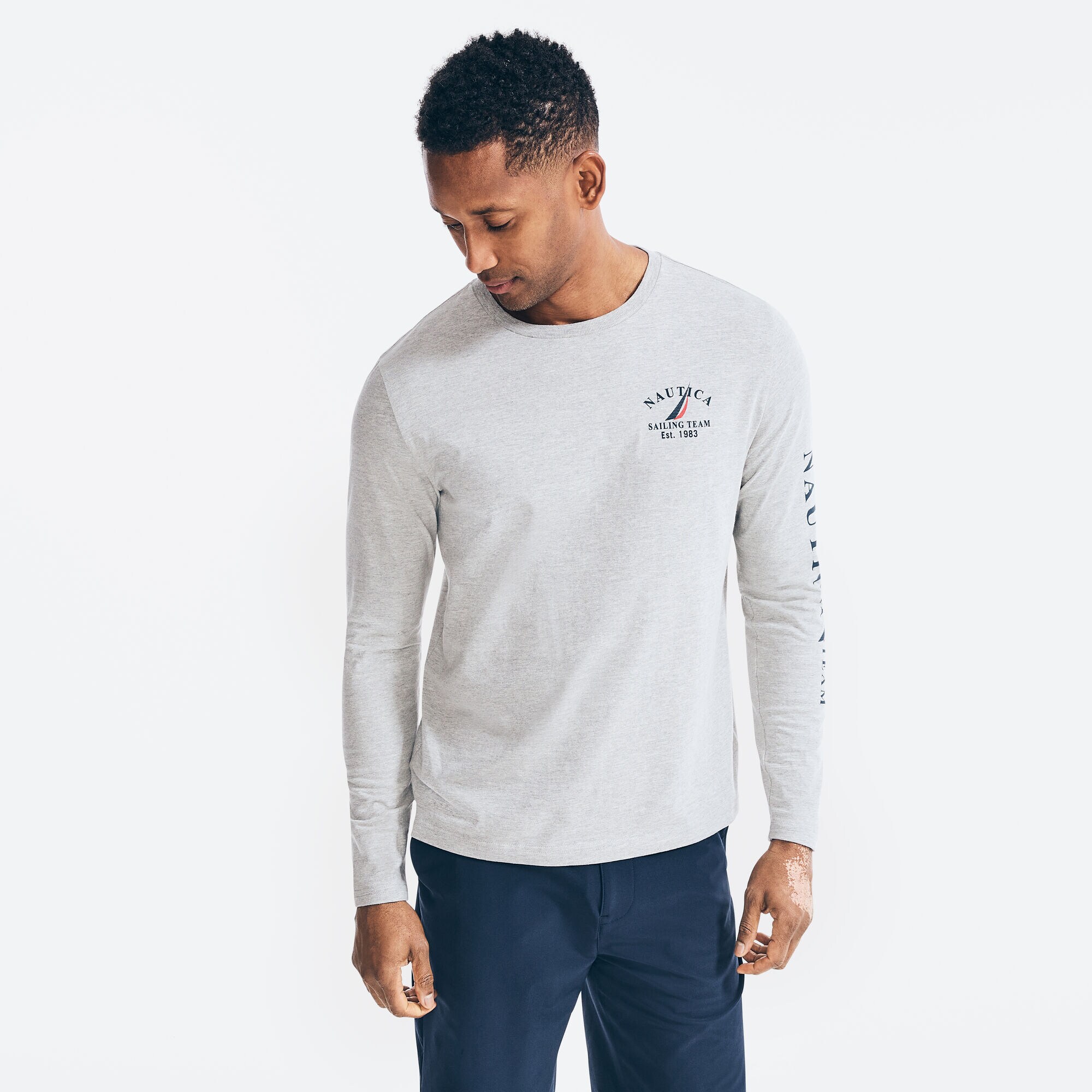 SAILING TEAM GRAPHIC LONG-SLEEVE T-SHIRT,Grey Heather,large