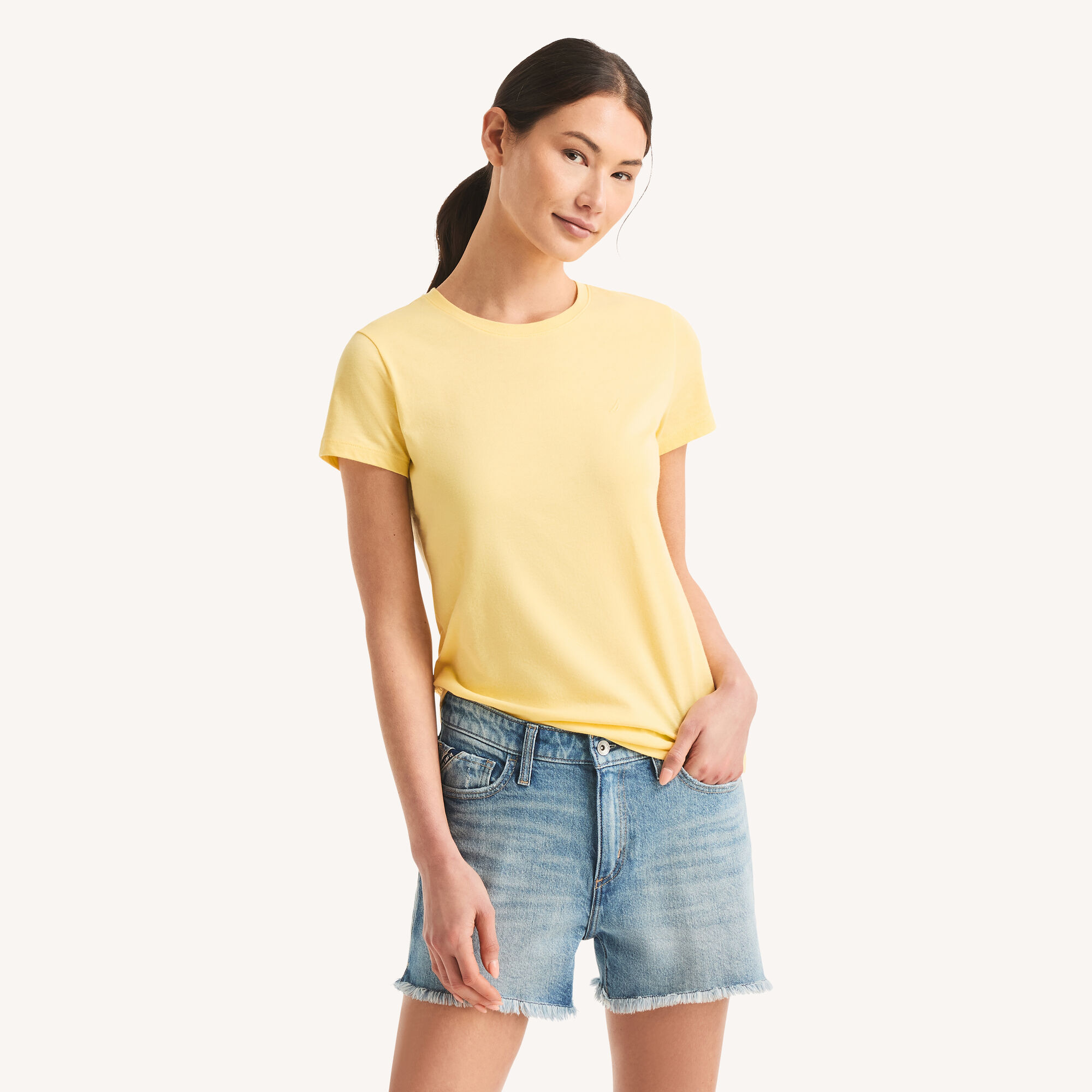 Crewneck Deck T-Shirt,Sunshine,large