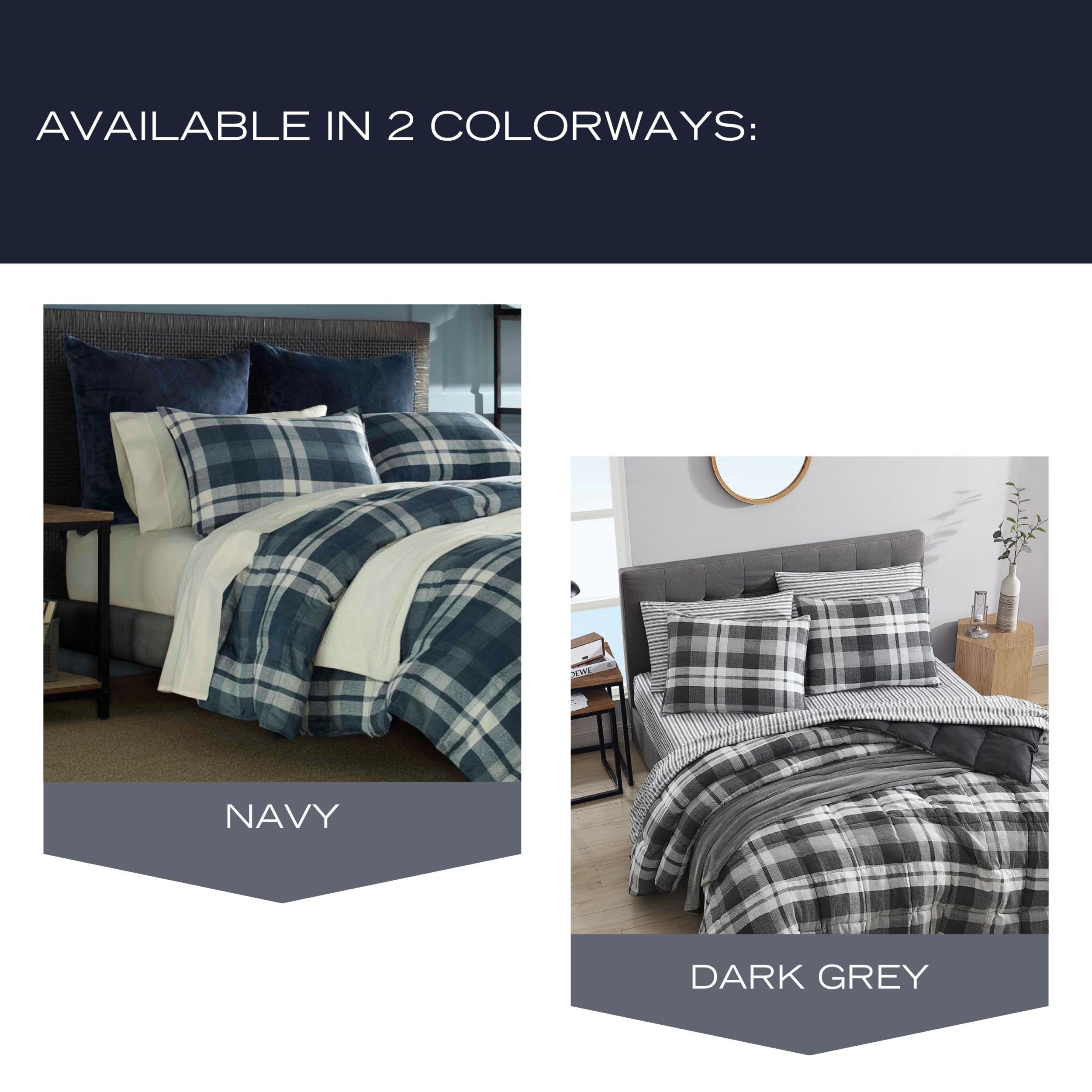 Crossview Plaid Charcoal Full/Queen Reversible Comforter & Sham