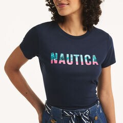 Ocean Vibe Logo Graphic T-Shirt,Stellar Blue Heather,large