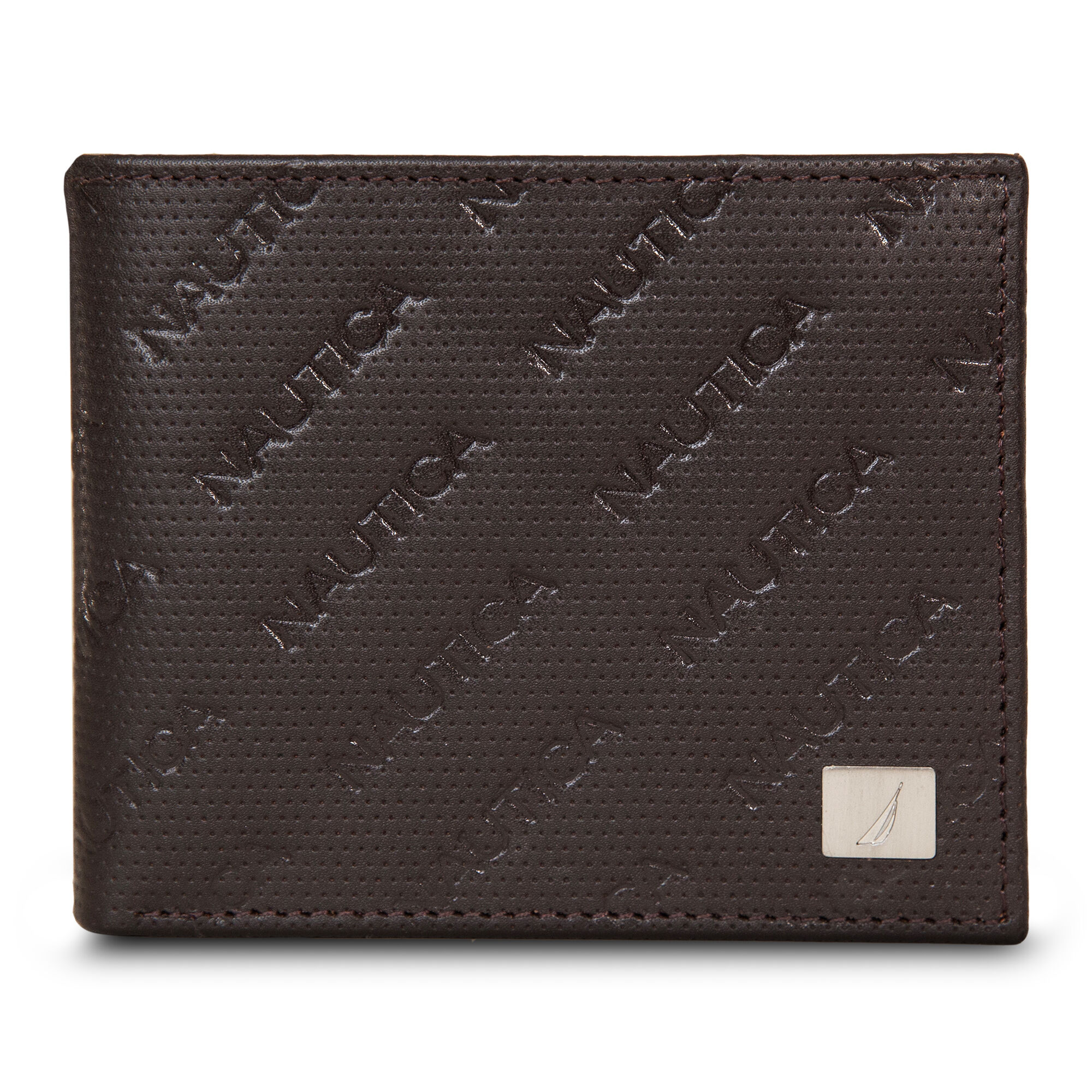 Repeat Logo Bi-Fold Wallet,Brown Stone,large