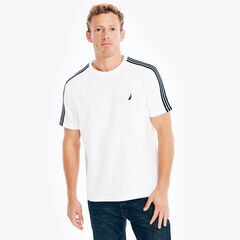 STRIPED CREWNECK T-SHIRT,Bright White,large