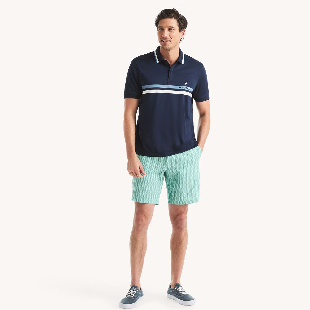Navtech Striped Classic Fit Polo,Stellar Blue Heather,large