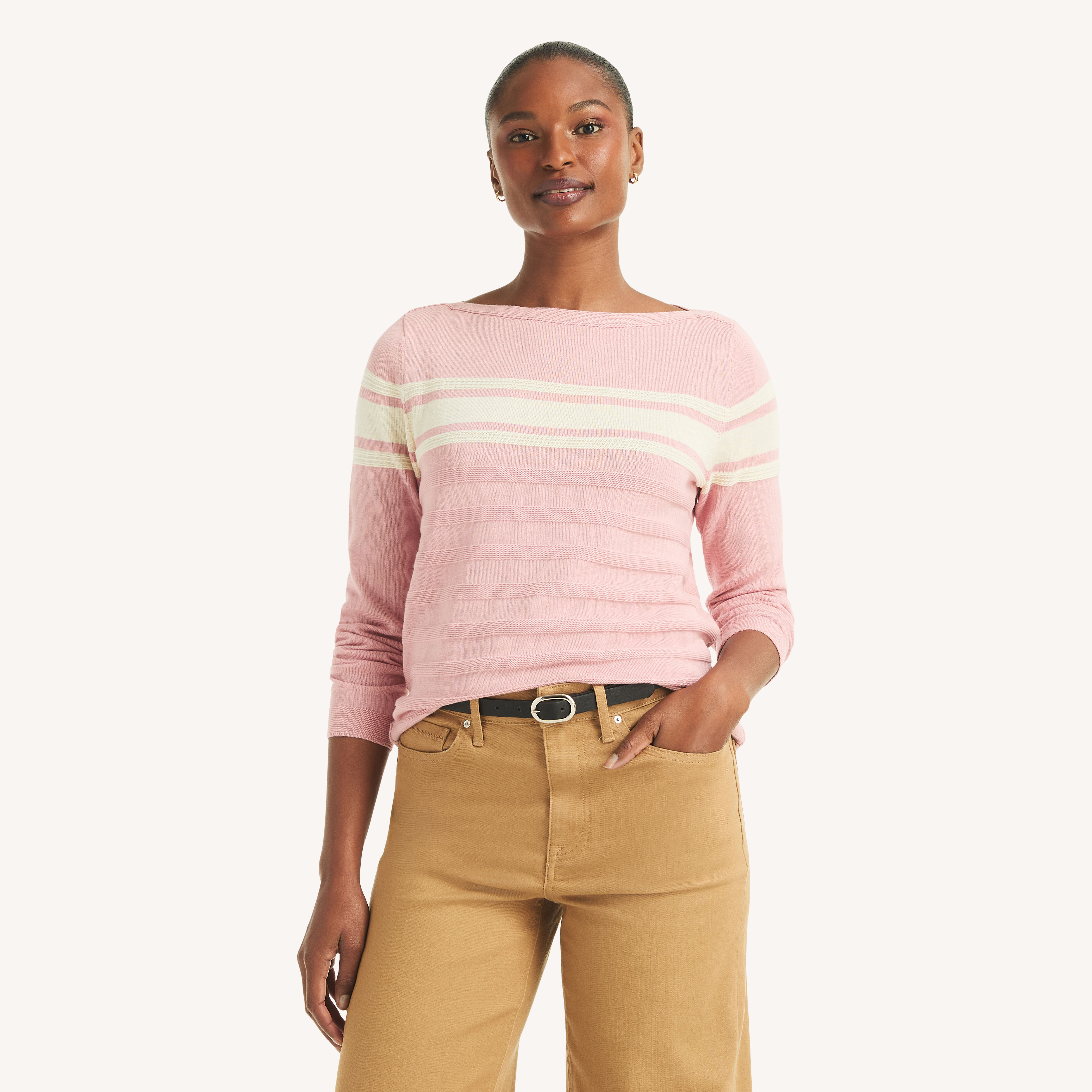 トップス wind and sea  peak Textured Striped Boat-Neck Sweater | Nautica