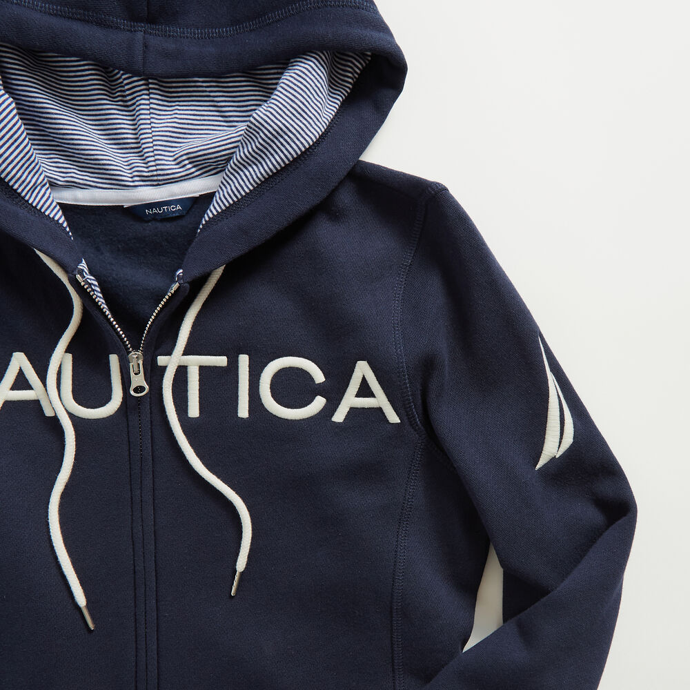LOGO FULL-ZIP HOODIE,Stellar Blue Heather,large