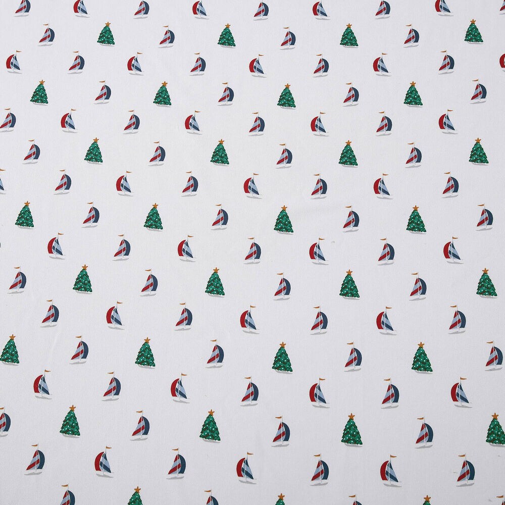 Holiday Sails Twin Flannel Sheet Set,Snow White,large