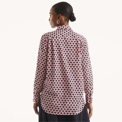 Printed Button-Down Shirt,Pink,large