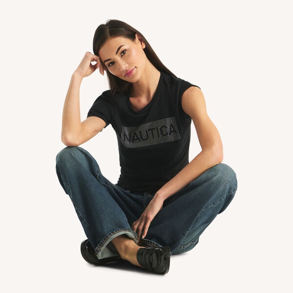 Rhinestone Logo Graphic T-Shirt