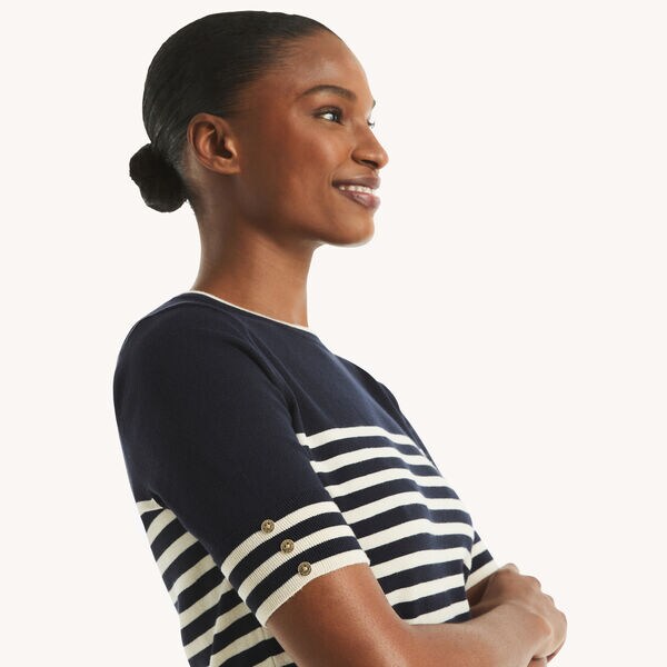 Striped Short-Sleeve Sweater