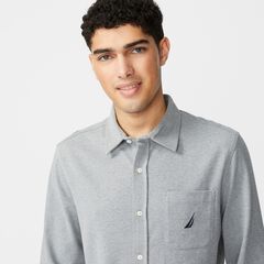 CLASSIC FIT SOLID SHIRT,Stone Grey Heather,large