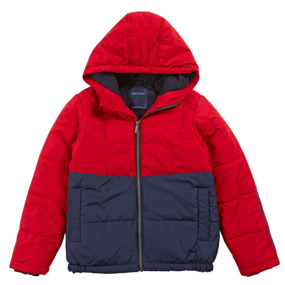 Little Boys' Colorblock Bubble Jacket (4-7),Dark Acacia,large