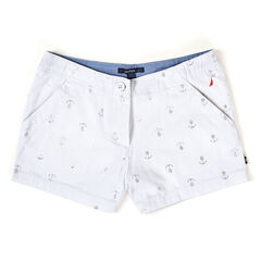 Toddler Girls' Foil Flower Anchor Shorts (2T-4T),Antique White Wash,large