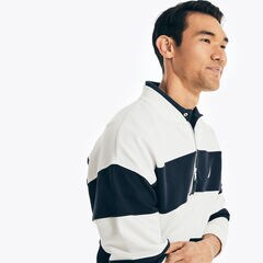 HALF-ZIP STRIPED BOMBER JACKET,Sail White,large