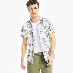 PRINTED SHORT-SLEEVE CAMP SHIRT,Sail White,large