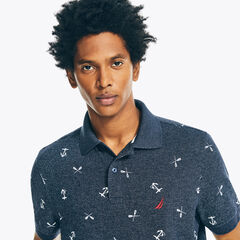 SUSTAINABLY CRAFTED CLASSIC FIT PRINTED POLO,Navy,large