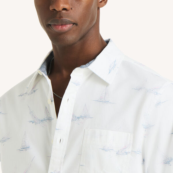 Short-Sleeve Printed Stretch Oxford Shirt