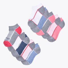 Girls' Stretch Liner Socks, 10-Pack,Antique White Wash,large