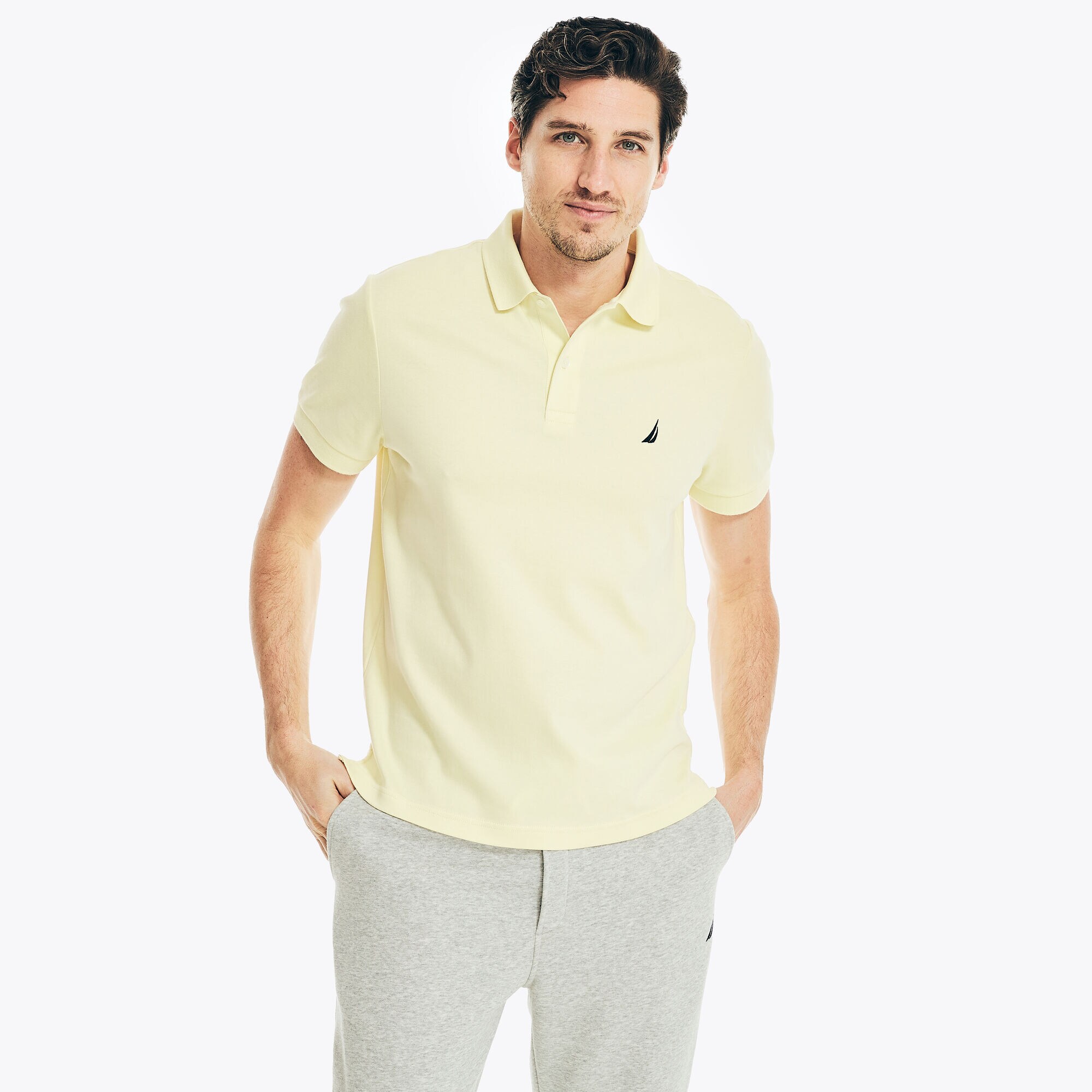 SLIM FIT INTERLOCK POLO,French Vanilla,large