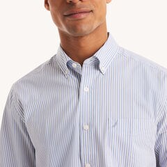 Classic Fit Wrinkle-Resistant Striped Shirt,Bright White,large