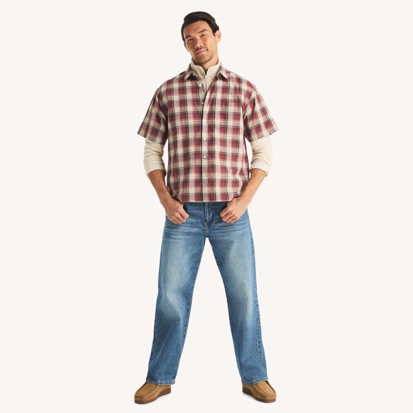 Plaid Short-Sleeve Seersucker Shirt