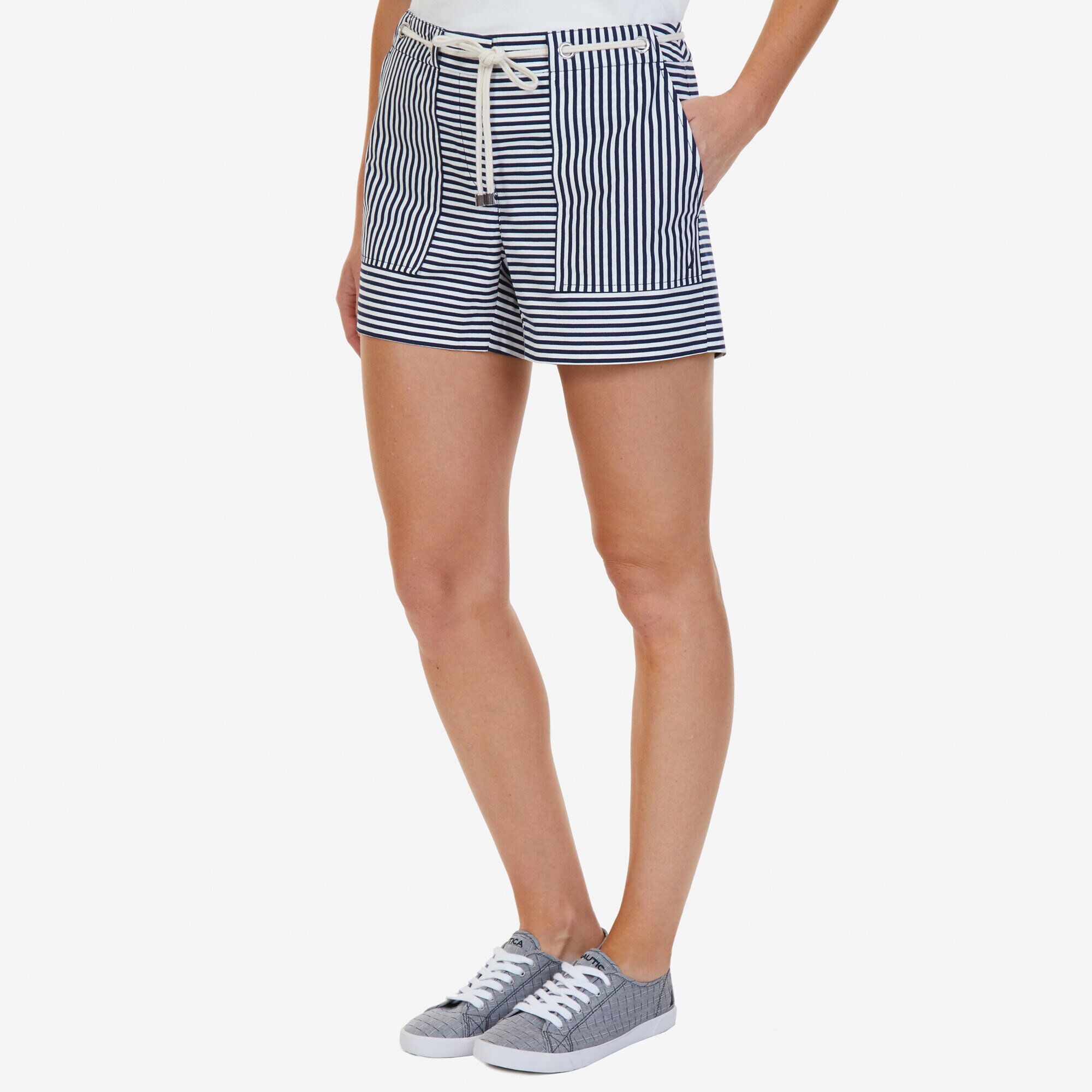 Windsurf Striped Shorts with Rope Belt - 4" Inseam,Stellar Blue Heather,large