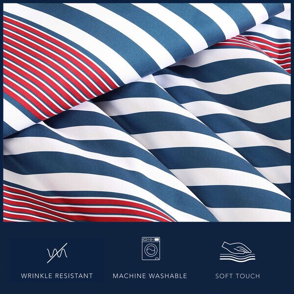 Kennedy Stripe Navy King Comforter & Sham Set