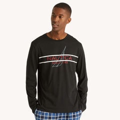 GRAPHIC LONG-SLEEVE SLEEP T-SHIRT,True Black,large