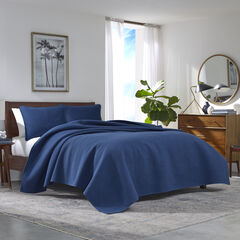 HAVERHILL SOLID NAVY KING QUILT-SHAM SET,Multi,large