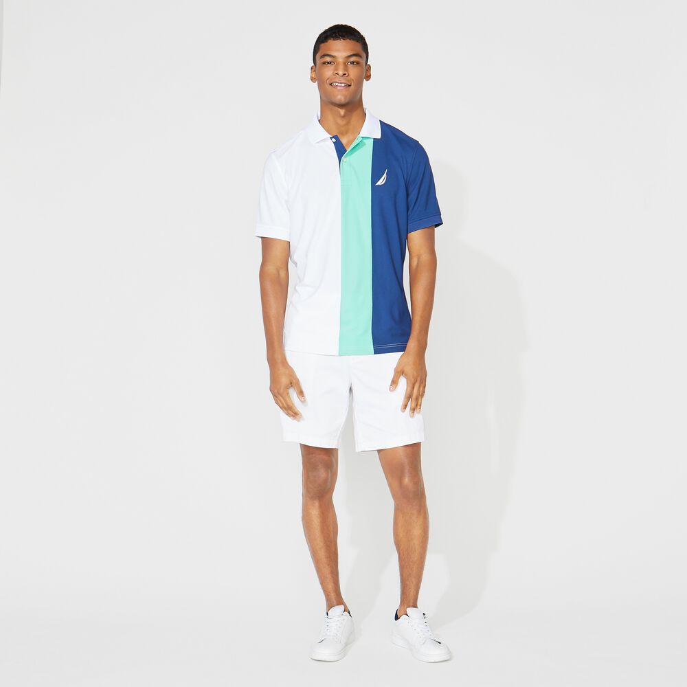 CLASSIC FIT NAVTECH COLORBLOCK-SLEEVE POLO,Bright White,large