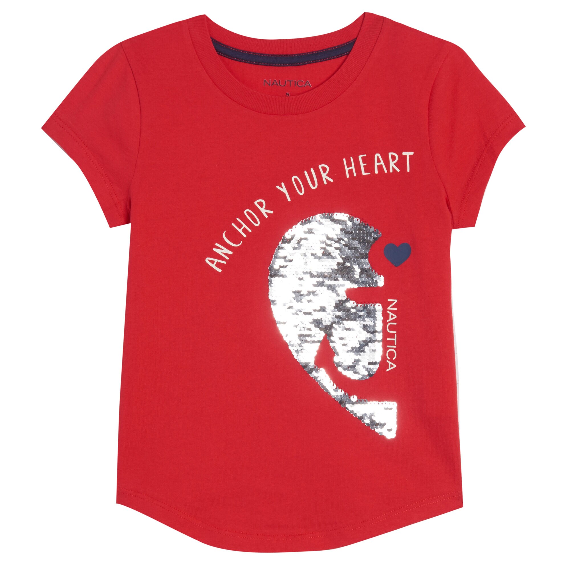 GIRLS' ANCHOR YOUR HEART T-SHIRT (8-16),Desert Rose,large