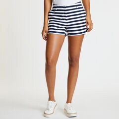 Stripe + Palm Tree Shorts - 4" Inseam,Bright White,large