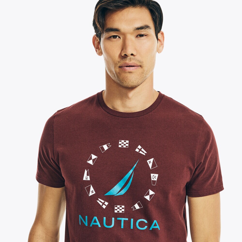 SUSTAINABLY CRAFTED FLAG GRAPHIC T-SHIRT,Rio Red,large
