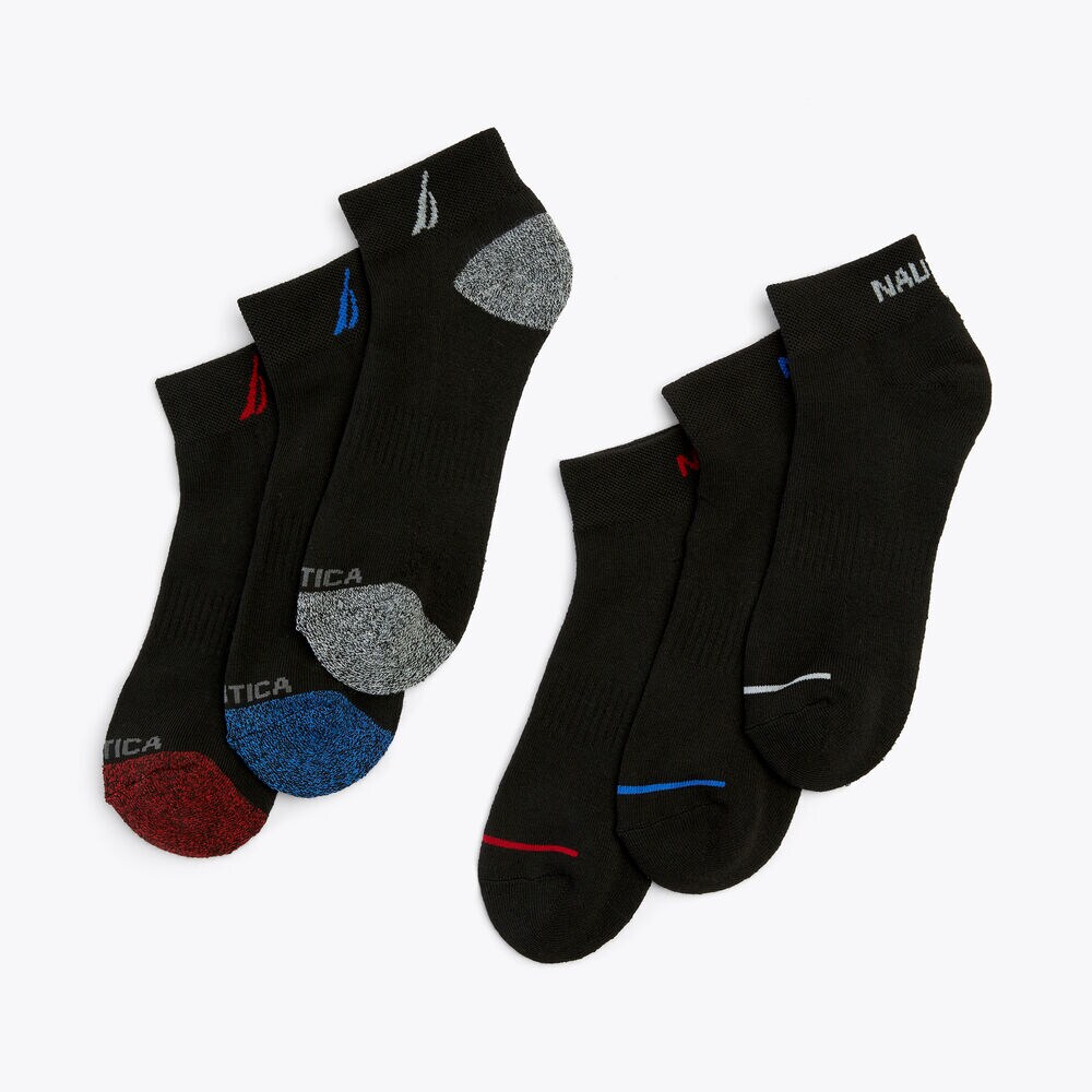 ATHLETIC LOGO QUARTER SOCKS, 6-PACK,Multi,large