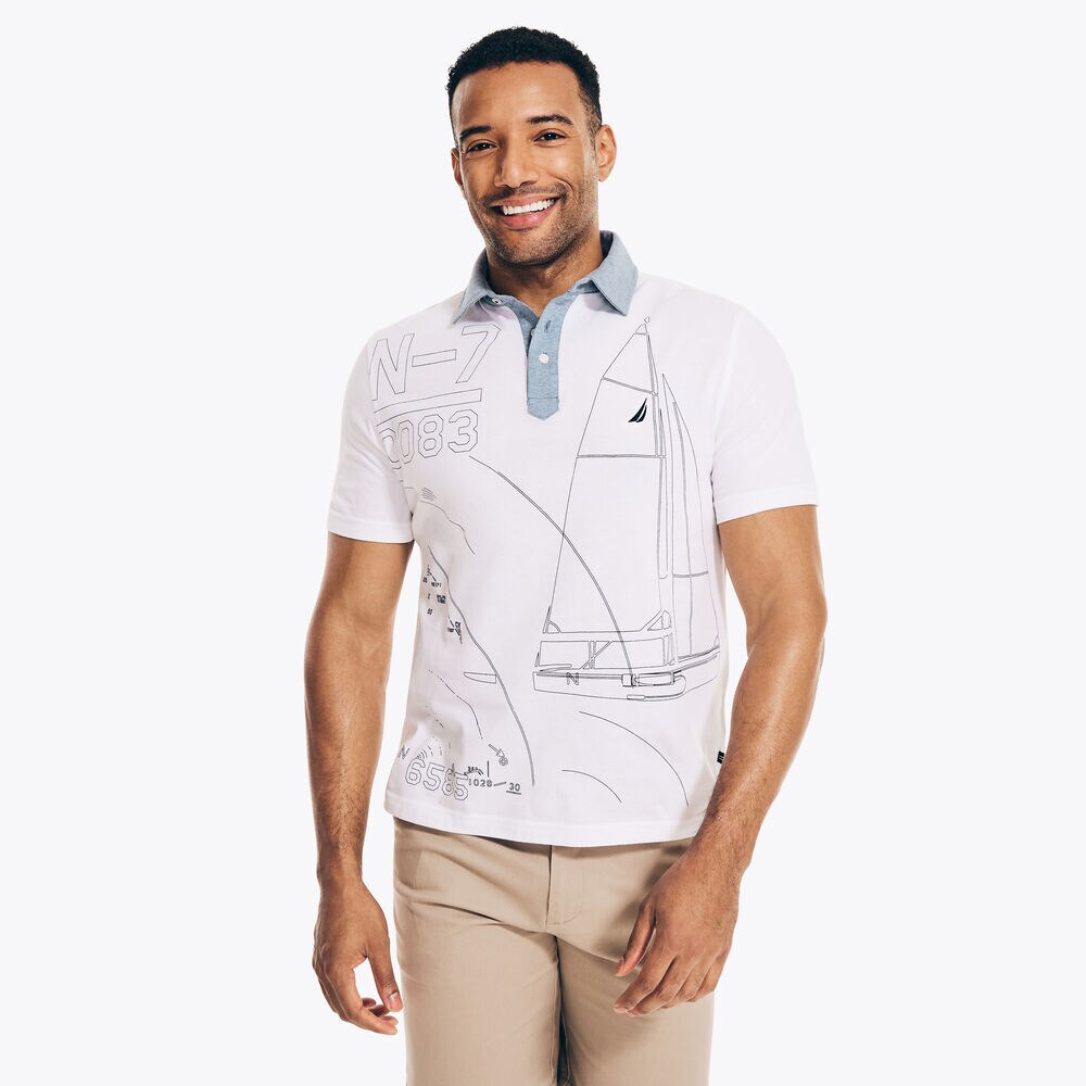 CLASSIC FIT PRINTED POLO,Bright White,large