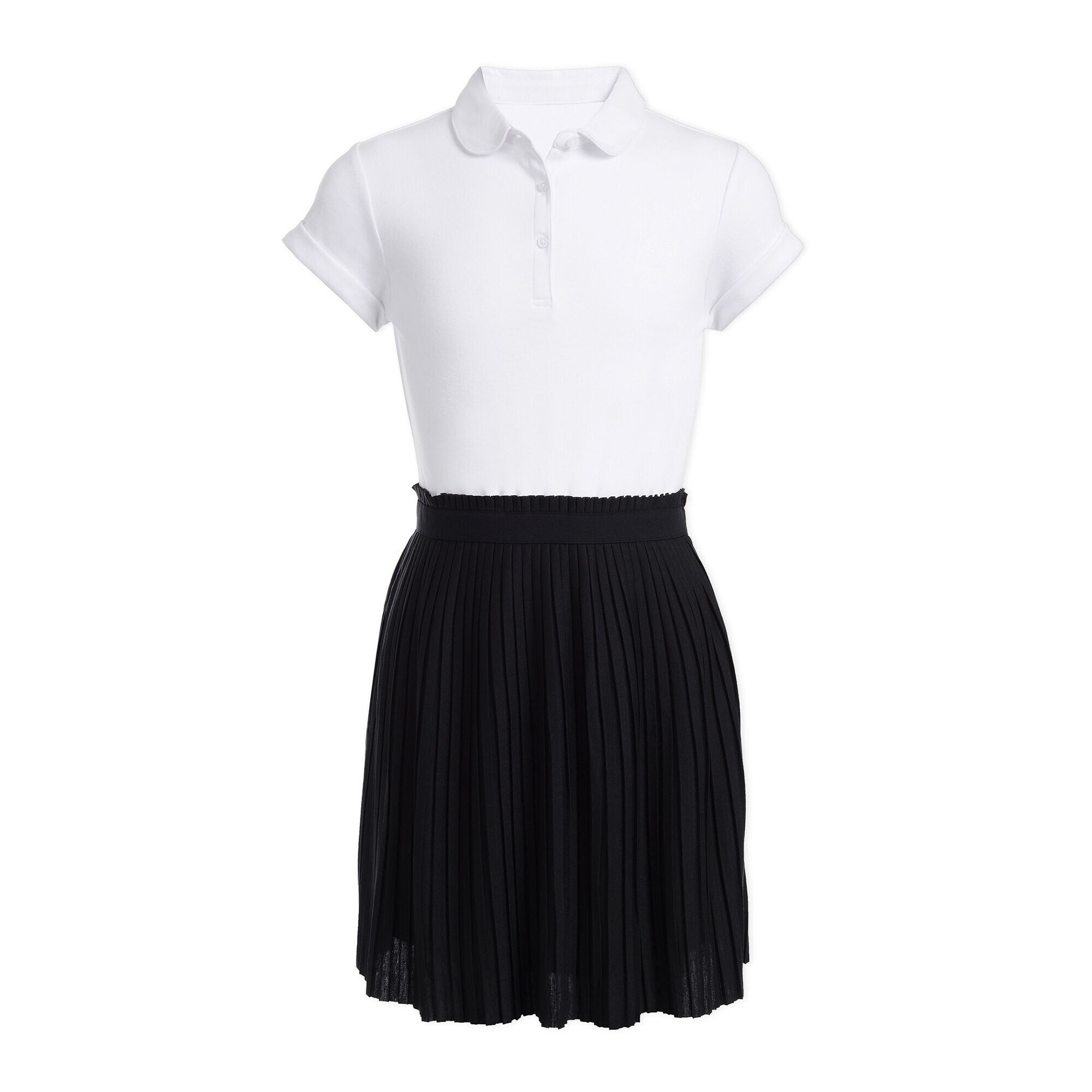 GIRLS' COLLARED PLEATED-SKIRT DRESS (7-16),Crystal Bay Blue,large