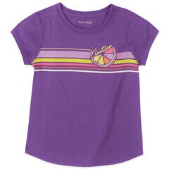 TODDLER GIRLS' LOGO STRIPE TEE (2T-4T),Amethyst,large