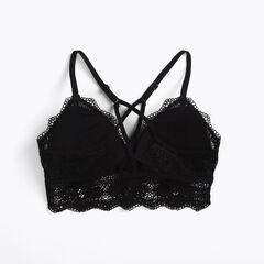 LONGLINE CROSSBACK LACE BRALETTE, 2-PACK,Black,large