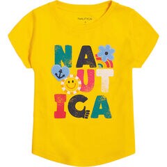 GIRLS' GRAPHIC PATCH T-SHIRT (8-16),Empire Gold,large