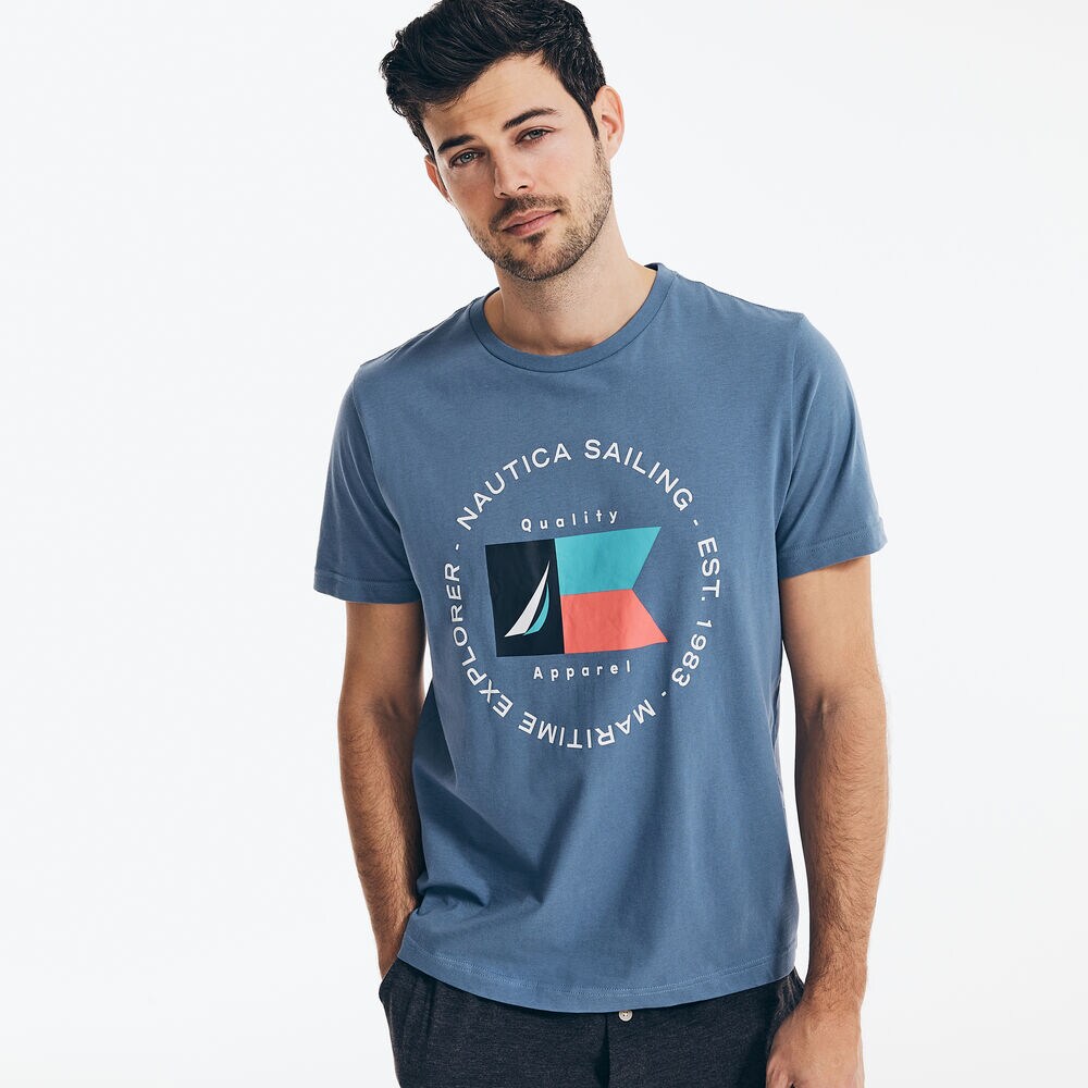 MARITIME EXPLORER LOGO GRAPHIC SLEEP T-SHIRT,Star Sapphire,large