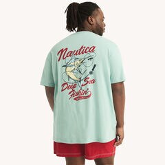 Big & Tall Deep Sea Fishing Graphic T-Shirt,South Beach Aqua,large