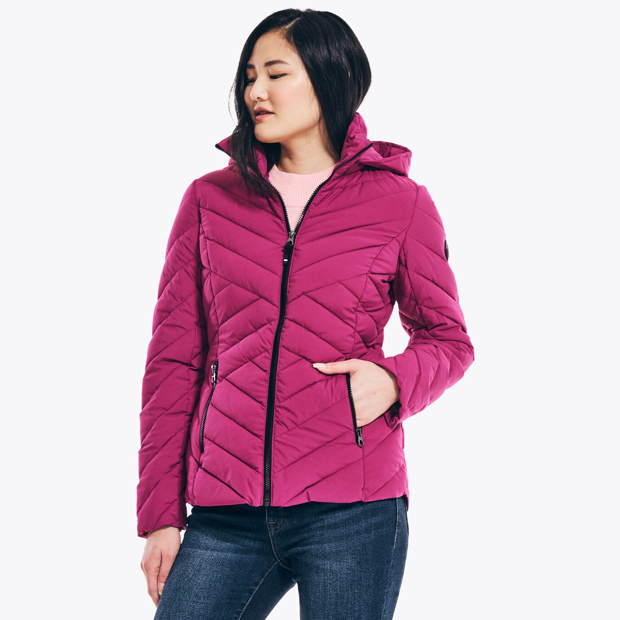 PACKABLE STRETCH HOODED JACKET,Persian Red,large