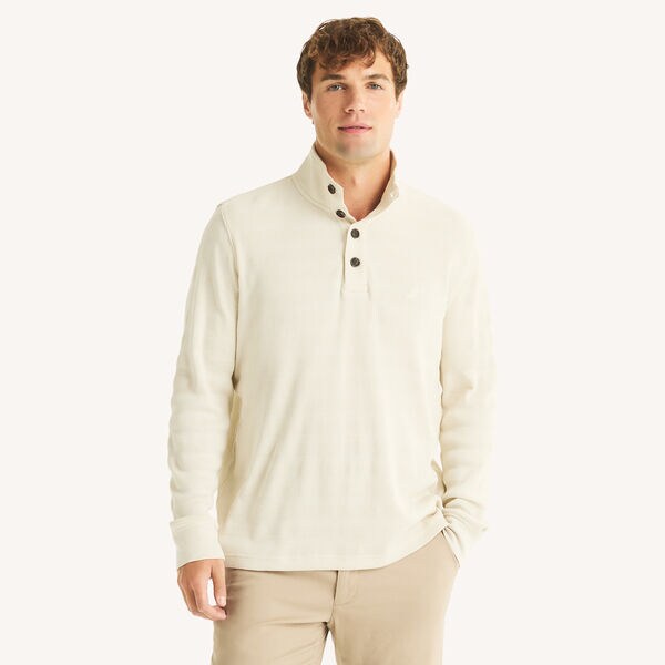 Waffle Knit Mock-Neck Pullover