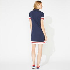 STRIPED COLLAR PIQUÉ POLO DRESS,Stellar Blue Heather,large