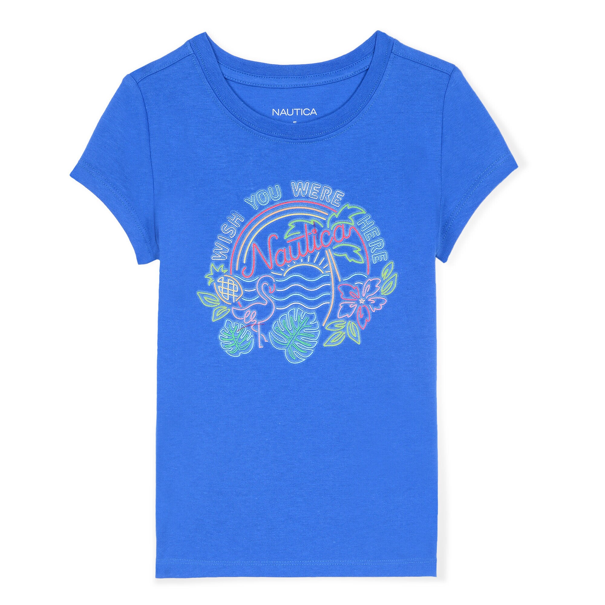 Girls' Wish You Were Here Graphic Tee,Angel Blue,large