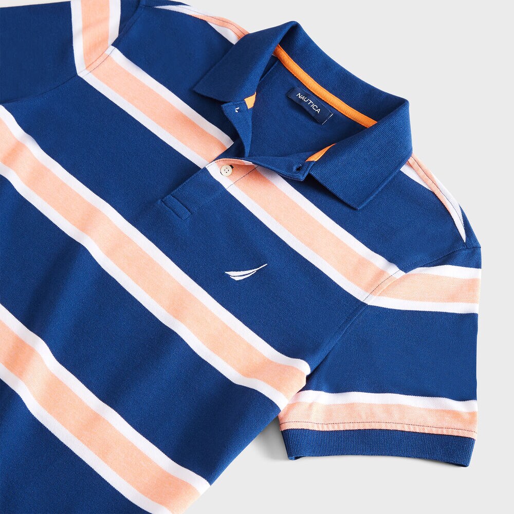 CLASSIC FIT STRIPE OXFORD POLO,Estate Blue,large