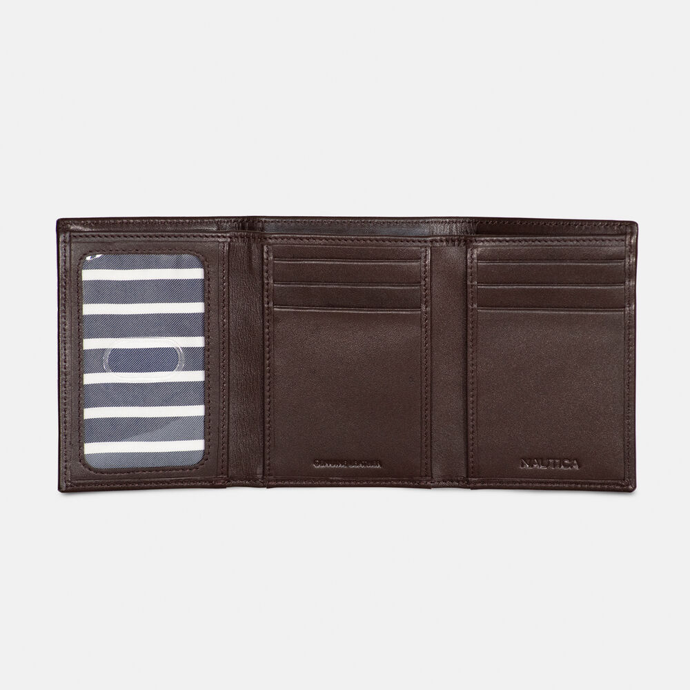 LEATHER TRIFOLD WALLET,Brown Stone,large