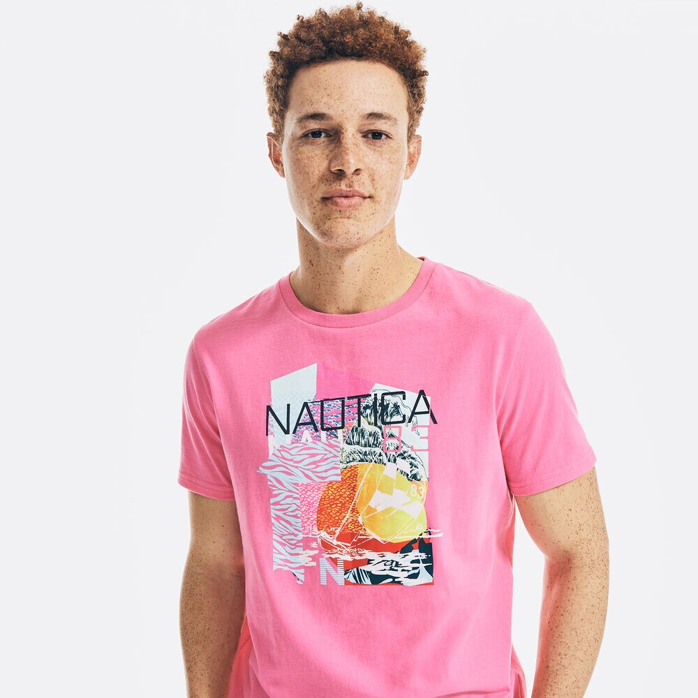 PHOTO PRINT GRAPHIC T-SHIRT,Carnation Pink,large